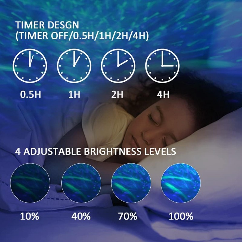 Star Projector Night Light, Galaxy Light Projector avec Star, Lampe de musique romantique LED Starry Sky, avec télécommande,