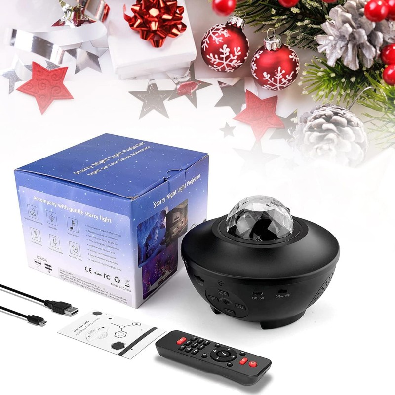 Star Projector Night Light, Galaxy Light Projector avec Star, Lampe de musique romantique LED Starry Sky, avec télécommande,