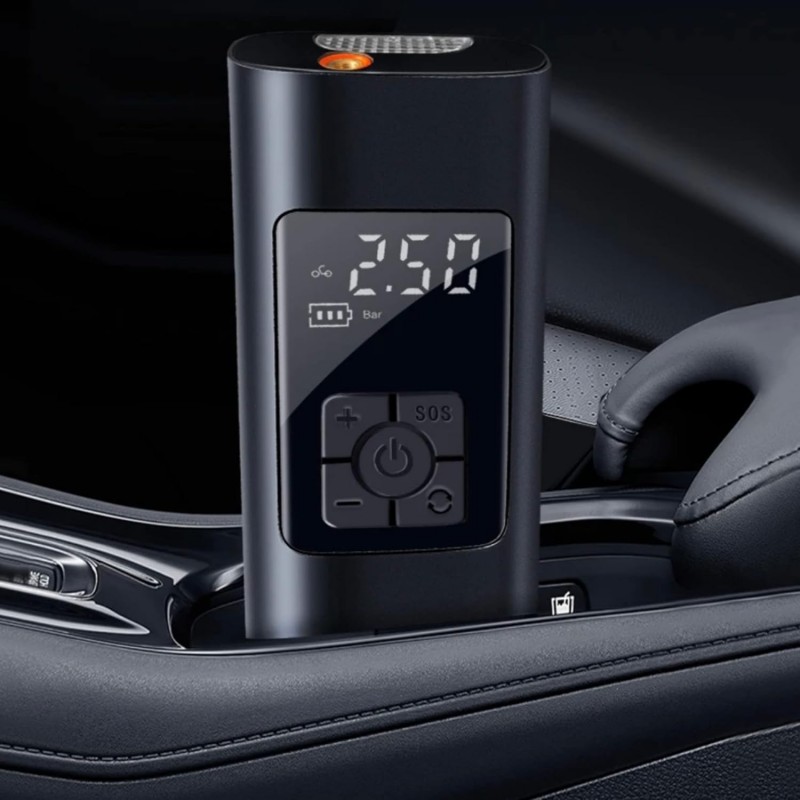 Genac Compresseur D'air Électrique Ecran LCD Batterie 6000mAh Chargeur Secteur USB Ou Allume Cigare