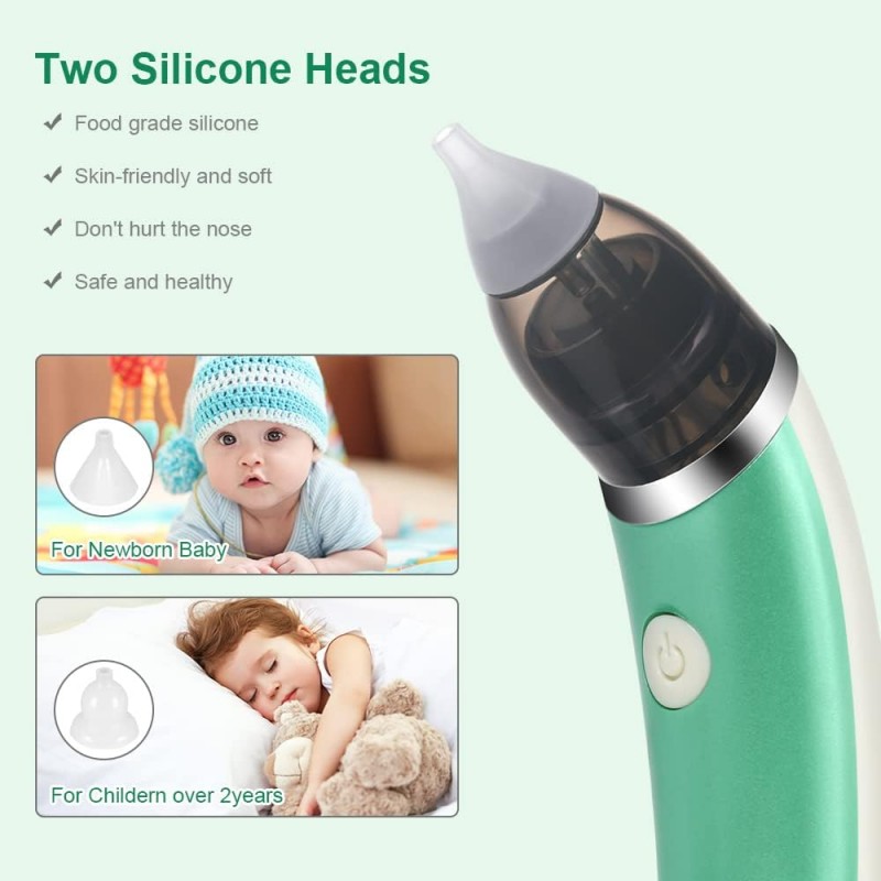 ACWOO Aspirateur Nasal pour Bébé, Mouche Bebe Electrique avec 5 Niveaux d'aspiration et 2 Tailles d'embouts en Silicone,