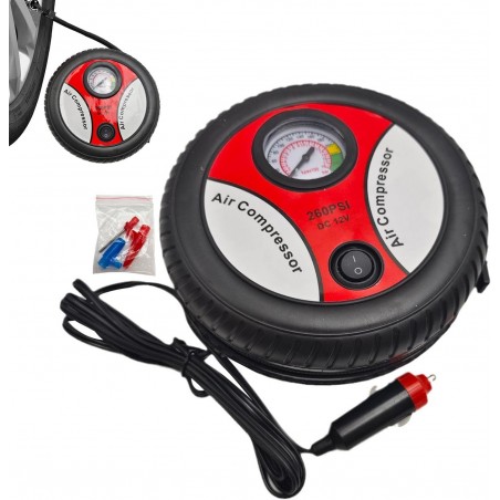 Gonfleur de pneu avec manomètre, compresseur d'air portable | Gonfleur de pneus,Gonfleur multifonctionnel 12V avec manomètre à