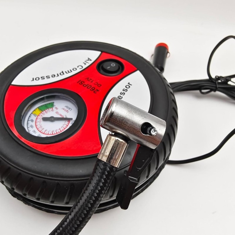 Gonfleur de pneu avec manomètre, compresseur d'air portable | Gonfleur de pneus,Gonfleur multifonctionnel 12V avec manomètre à
