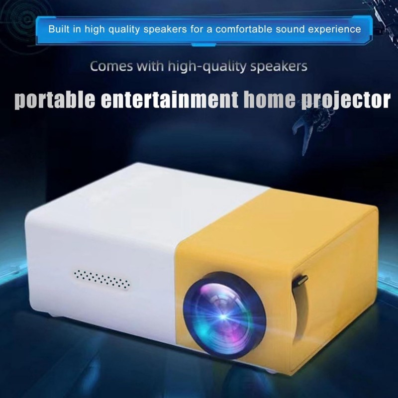 Projecteur HD, Mini Projecteur Jaune Mobile Même Écran Prise en Charge de l'Imagerie par Réflexion Diffuse 23 Langues Mini