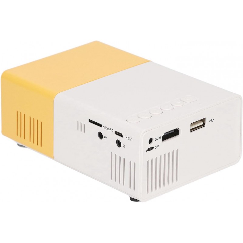 Projecteur HD, Mini Projecteur Jaune Mobile Même Écran Prise en Charge de l'Imagerie par Réflexion Diffuse 23 Langues Mini