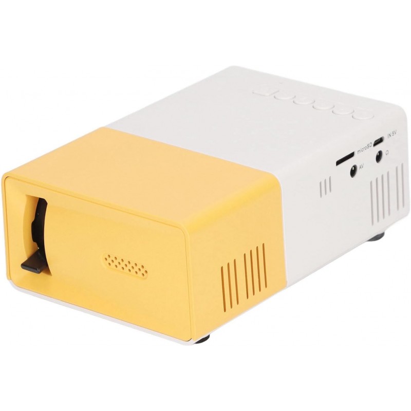 Projecteur HD, Mini Projecteur Jaune Mobile Même Écran Prise en Charge de l'Imagerie par Réflexion Diffuse 23 Langues Mini
