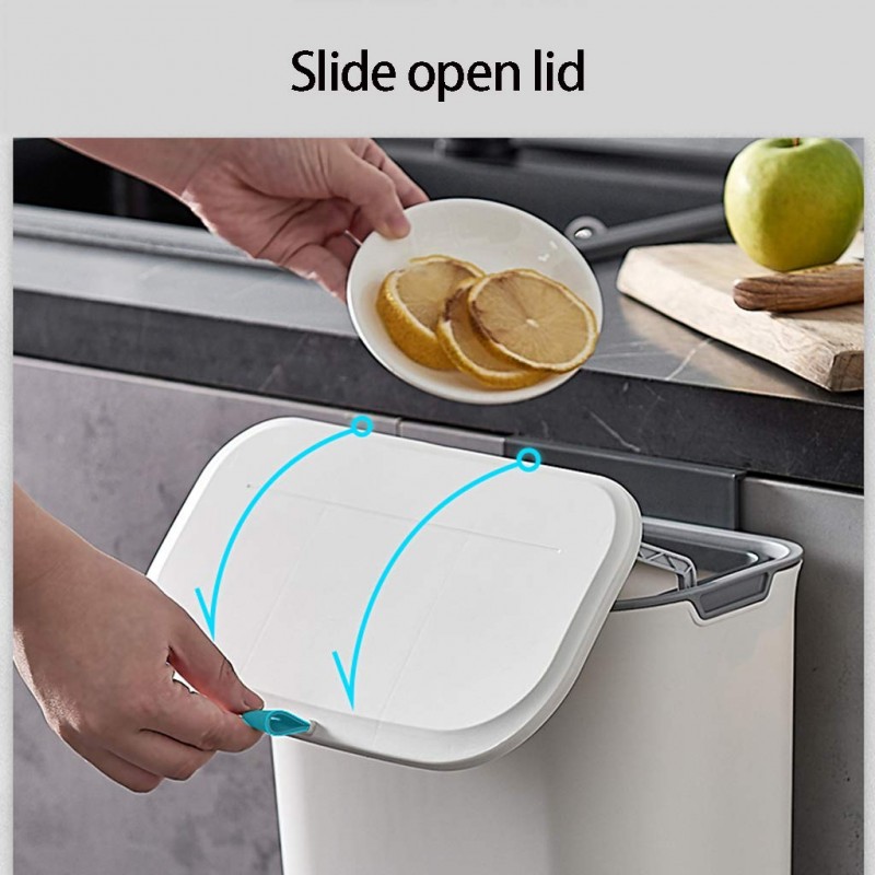 YZJSSL Poubelle murale de cuisine avec couvercle coulissant - 21 x 26 x 15 cm