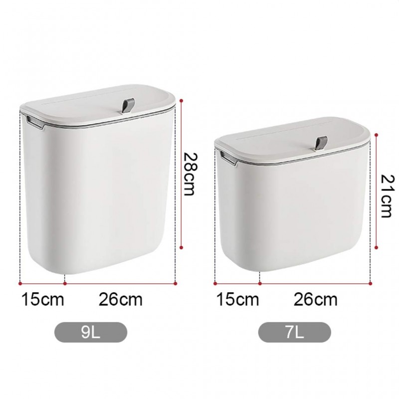 YZJSSL Poubelle murale de cuisine avec couvercle coulissant - 21 x 26 x 15 cm